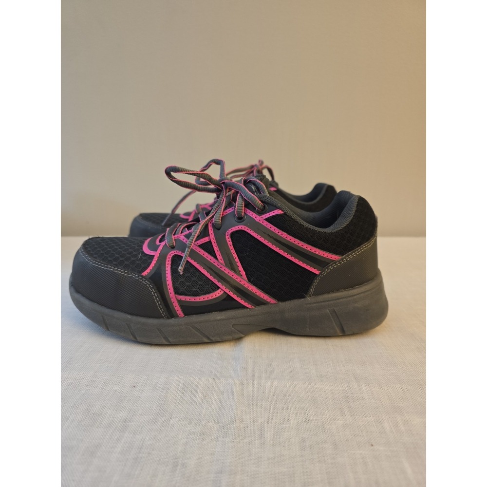 Brahma Pro Womens Steel Toe Work Shoes Black Pink Slip Resistant Sneakers Sz 6.5